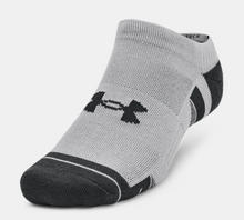 Load image into Gallery viewer, Under Armour Unisex Performance Tech 3 pk No Show Socks Gray/White
