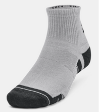 Load image into Gallery viewer, Under Armour Unisex Performance Tech 3 Pack Quarter Socks Grey/White