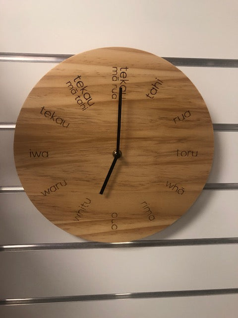 Moana Rd Te Reo Wooden Clock