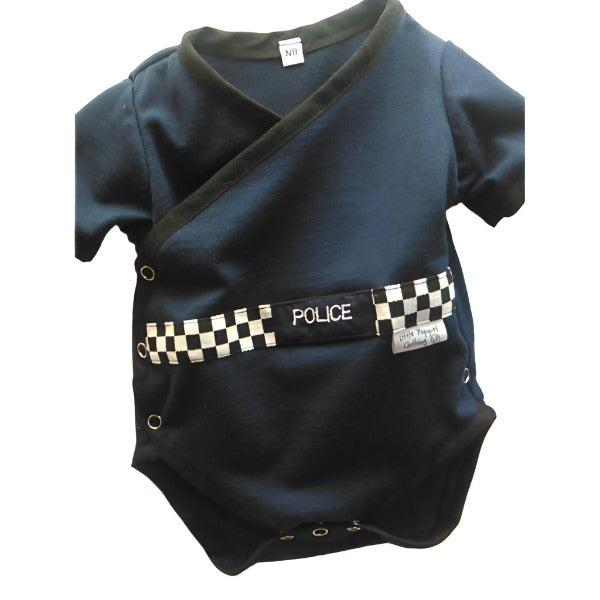 Little Poppet Police Merino Onesie - Short Sleeve